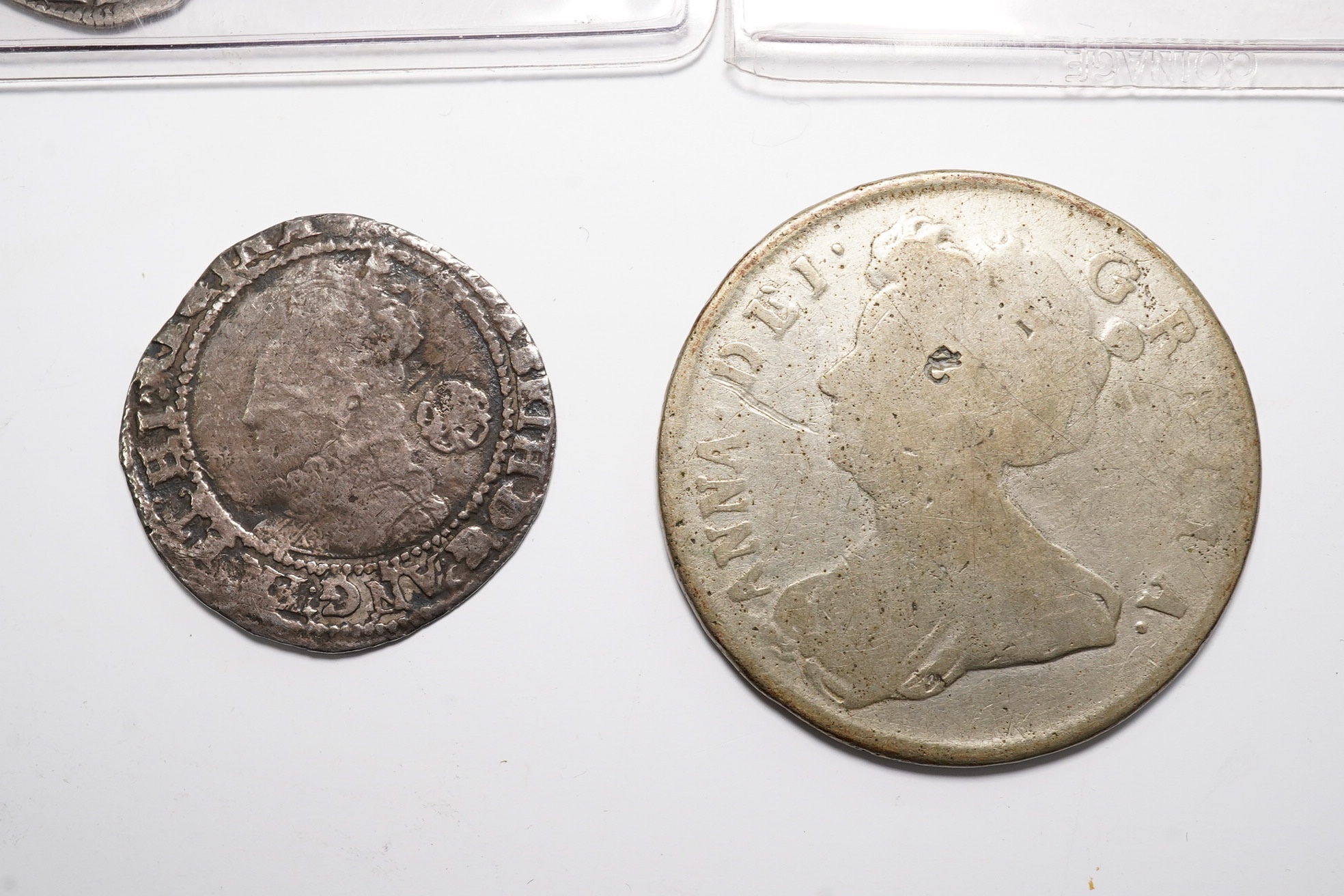 British hammered and milled silver coins, Medieval to Stuart period, including Edward I Penny, Canterbury mint, fine, an Elizabeth I sixpence, a James I halfgroat, fine, a James I sixpence, 1604, VG, a Charles II crown,